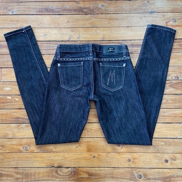 GUESS by Marciano black skinny jeans low rise Incrusted crystal luxury size 24 - Picture 2 of 14